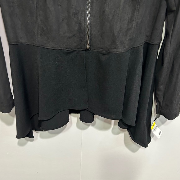 Style & Co Zip Up Jacket Womens Medium Petite Black Faux Suede Peplum Goth - Picture 4 of 8